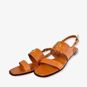Tory BurchVachetta Leather Mini Everly Backstrap Flat Sandals Sz 8